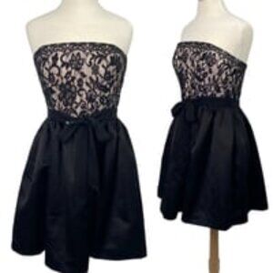 Lace Satin Fit & Flare Mini Dress